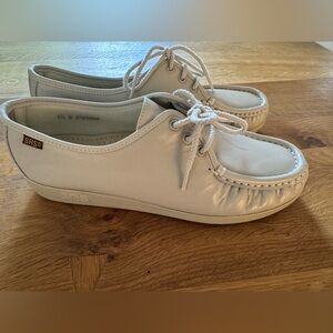 SAS Womans Bounce Beige Leather Wedge Lace Up Comfort Shoes Size 9.5 wide